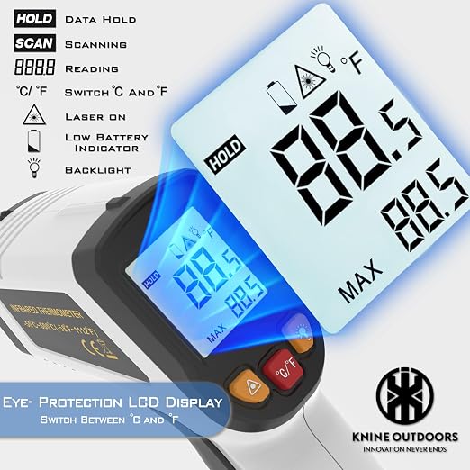 KNINE OUTDOORS Infrared Thermometer Laser Temperature Gun, -58℉ to 1112℉ - Image 2