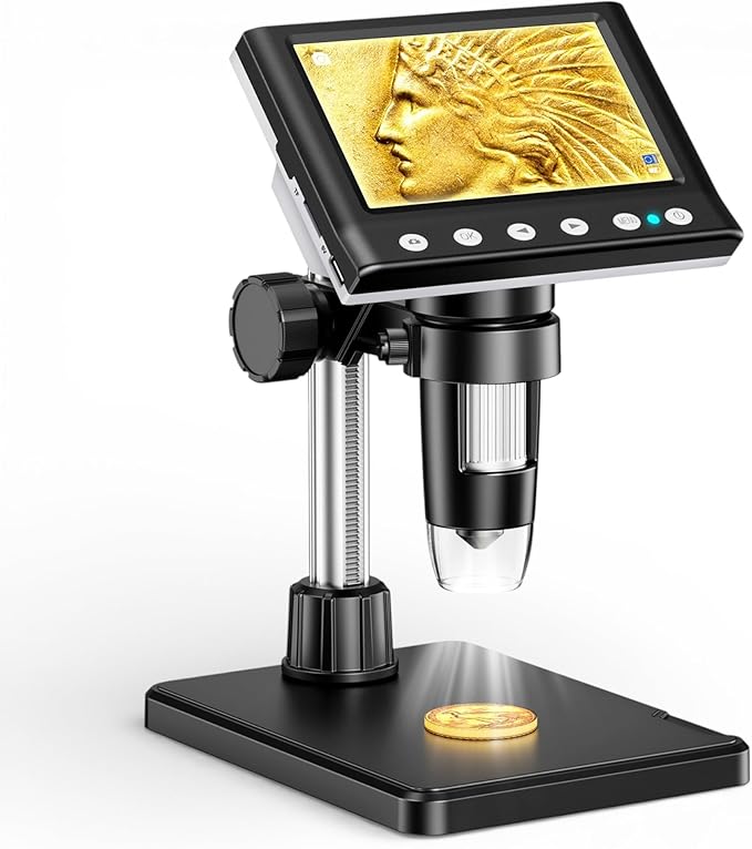 4.3 Inch LCD Digital Coin Microscope, 1000X USB Magnifier by Aikokkl