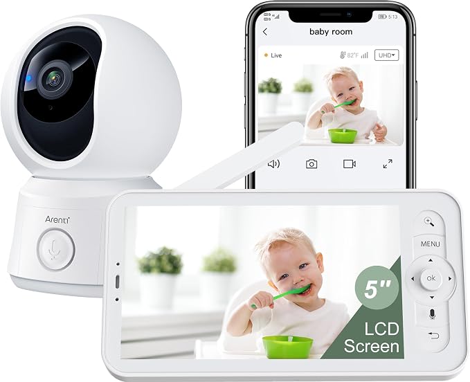 ARENTI WiFi Baby Camera Monitor, 5-inch Screen, Smartphone App, Motion Tracking by ArentiIntelligence