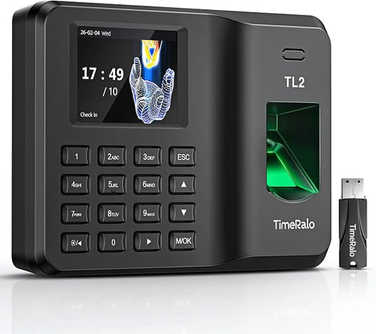 Time Clock for Employees, Fingerprint & PIN Standalone Punch Machine, Clock in by Unknown