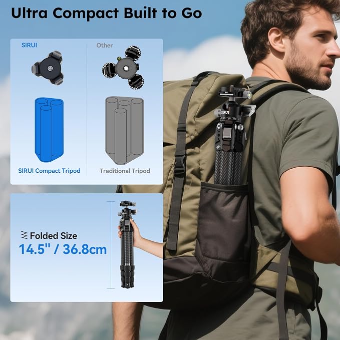SIRUI 31.5" Compact Carbon Fiber Small Desktop Tripod - Image 4