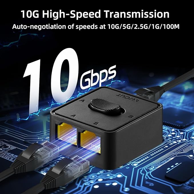 Binardat 10 Gigabit Network Switcher, 10G/5G/2.5G/1000M/100Mbps, Passive - Image 3