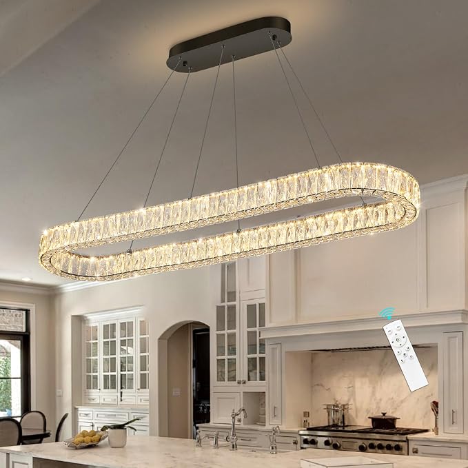 HAIXIANG Modern Crystal Chandelier Dimmable LED Long Chandeliers by HAIXIANG
