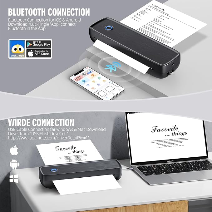 Portable Inkless Printer, Wireless Bluetooth Thermal Printer - Image 2