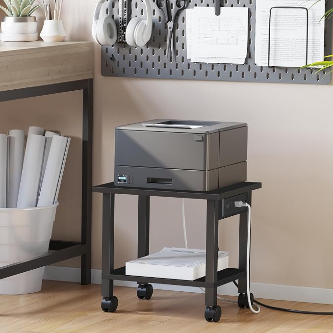 TUTOTAK 2 Tier Printer Stand, Rolling Printer Cart - Image 2