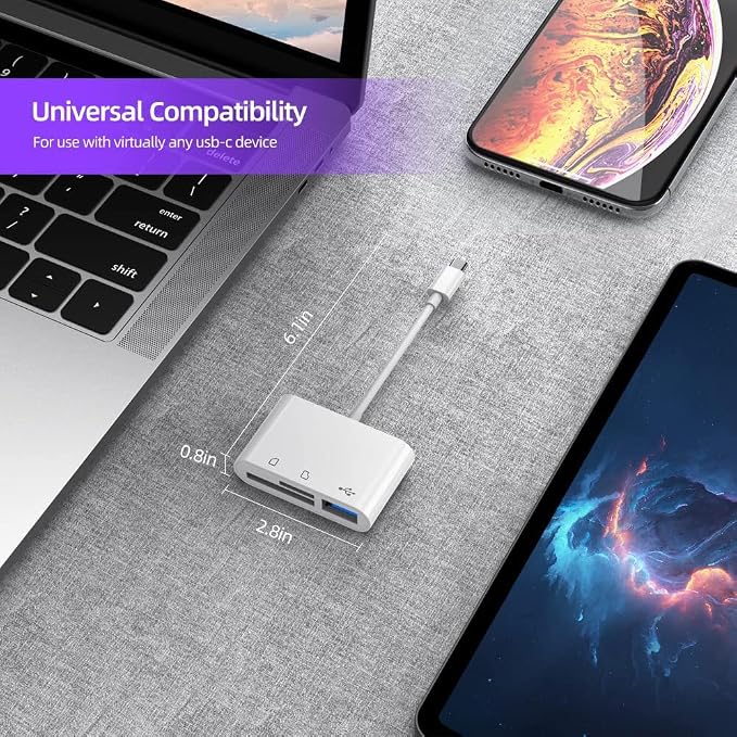 RayCue USB C to Micro SD TF Memory Card Reader, 3-in-1 USB C Camera Card Reader - Image 5
