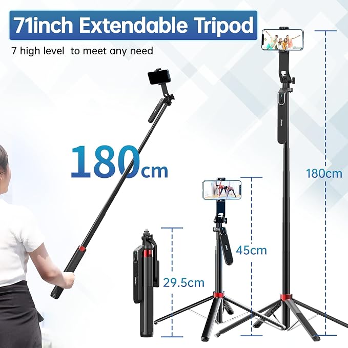 ULANZI MA09 71'' Phone Tripod, Selfie Stick Cell Phone Tripod Stand - Image 3