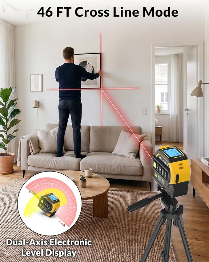 TEPU Laser Tape Measure 4-in-1, 197FT Laser Distance Meter - Image 2