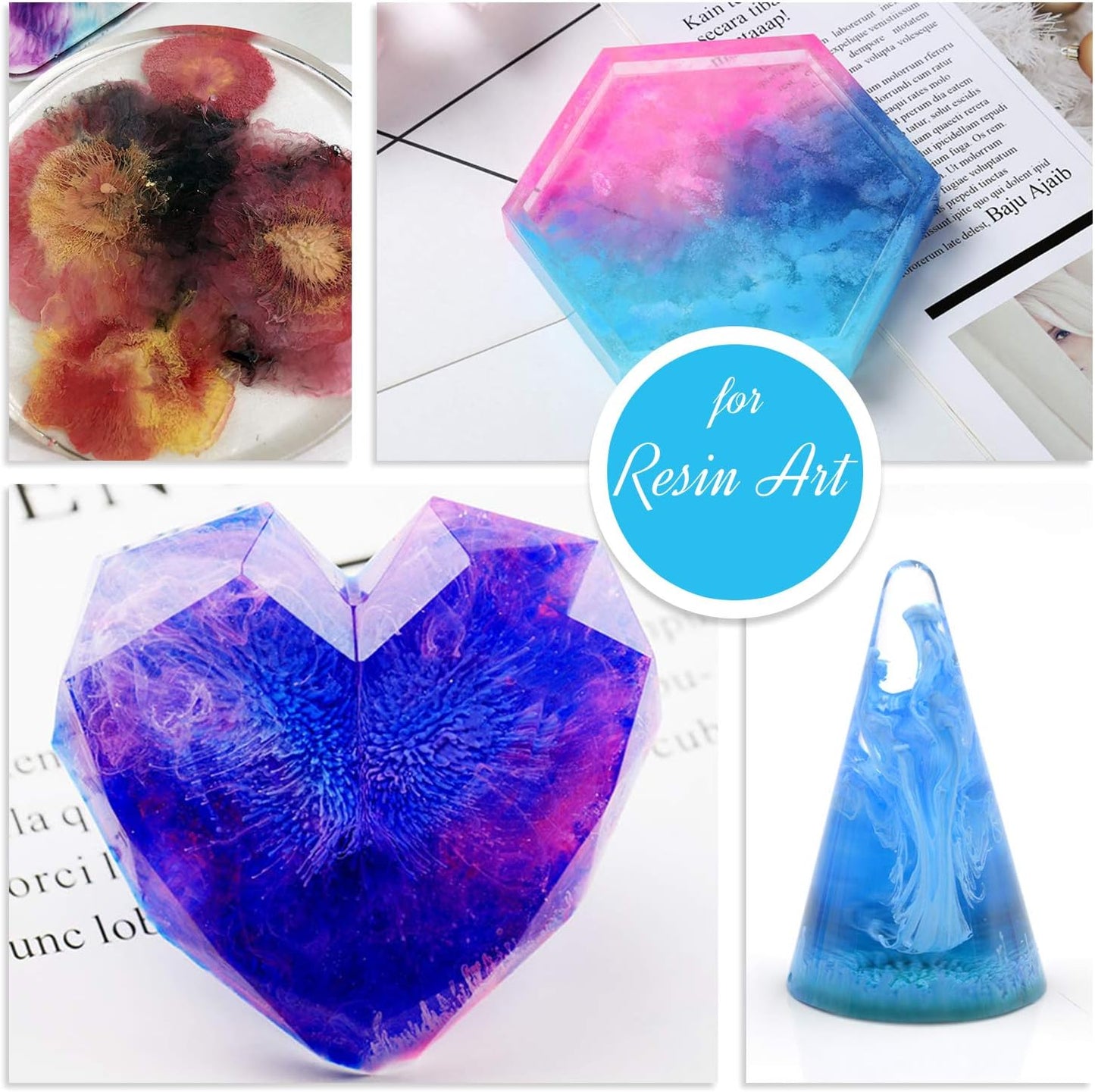 Alcohol Ink Set - 24 x 0.35oz Alcohol Based Ink for Epoxy Resin Painting, Resin Petri Dish Making - Concentrated Alcohol Paint Color Dye with 6 White Color Inks for Resin Art, Coaster, Yupo, Tumbler