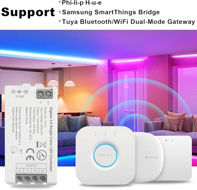 Tuya Zigbee 3.0 Single Color LED Strip Controller PWM Dimmer 2 Pin V+ V- DC 5V - Image 6