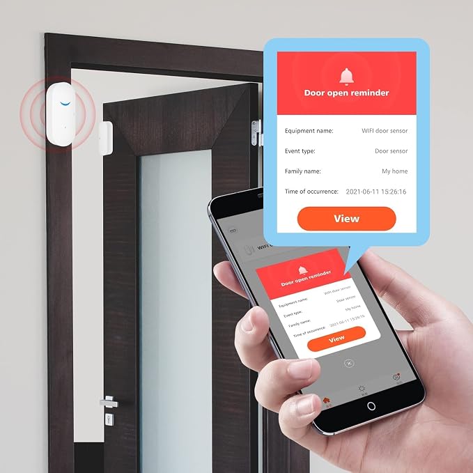 2-Pack WiFi Door and Window Sensors, Tuya Smart Alarm - Image 2