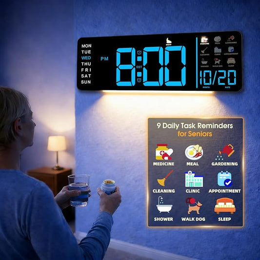 Hoifen Clock with Day and Date for Seniors, Remote Control, Night Light by Unknown