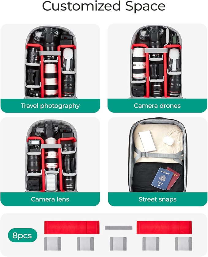 BAGSMART Rolling Camera Bag for DSLRs, Professional Large Camera Backpacks for - Image 5
