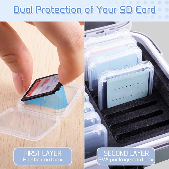 36 Slots Memory Card Case & 36 Transparent Card Cases, Light Gray Camera SD - Image 3