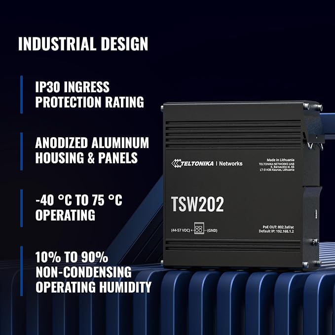 Teltonika TSW202 Industrial Managed PoE+ Ethernet Switch - Image 4