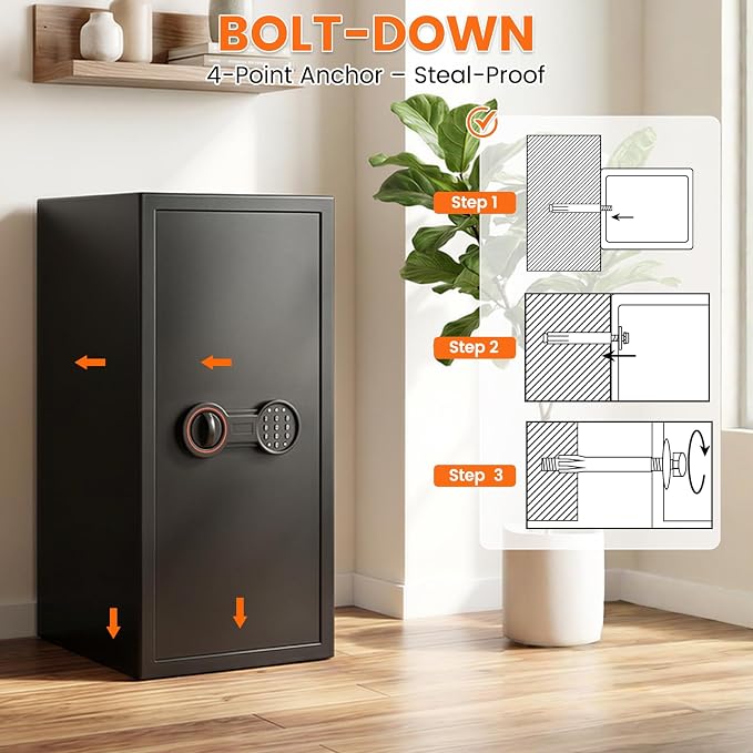 31.5"H Large Safe Box with Inner Lock Box, Slim Design Home Safe with - Image 7