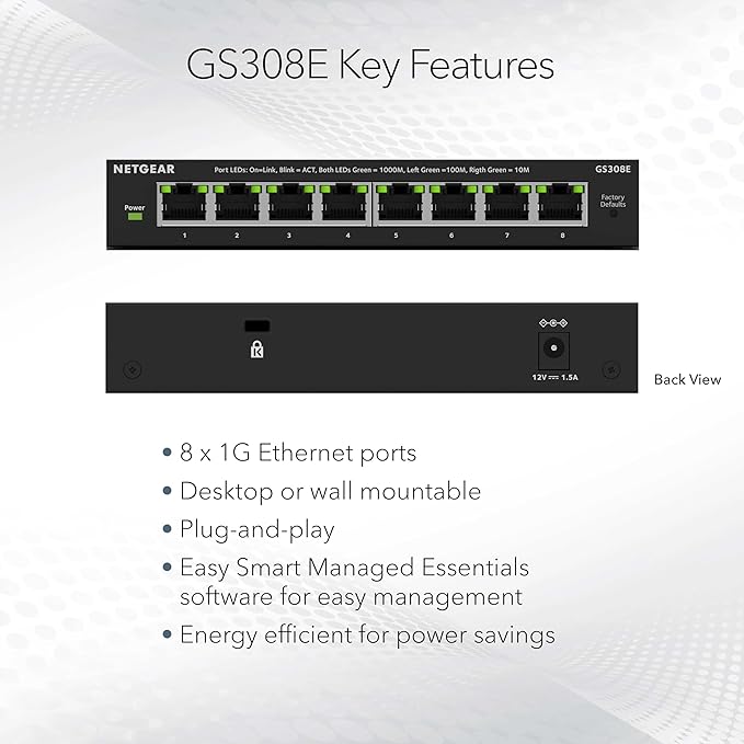 NETGEAR 8-Port Gigabit Ethernet Easy Smart Managed Essentials Switch - Image 2
