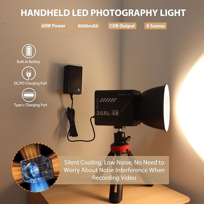 60W COB LED Video Light Handheld Portable - Image 6