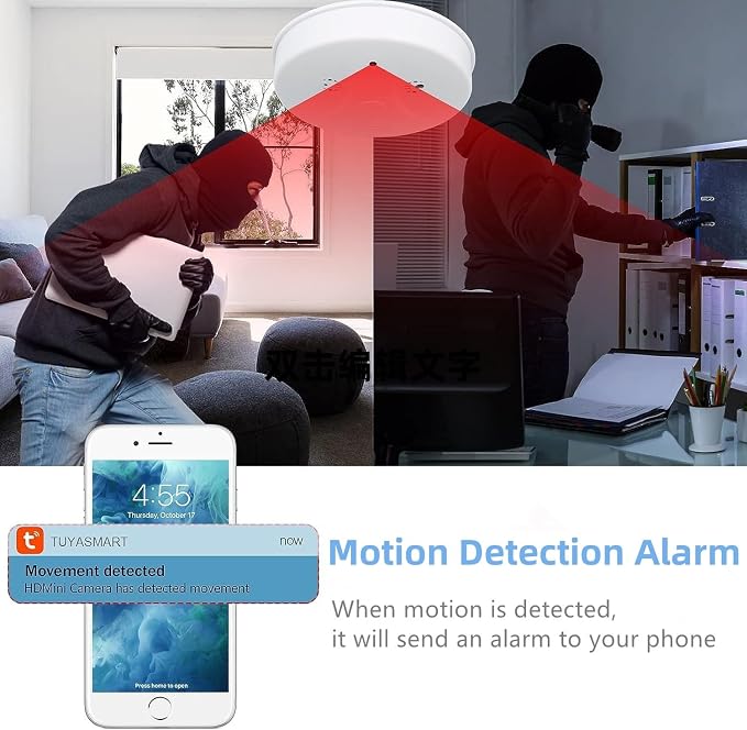 Security Camera Smoke Detector Hidden Camera 1080P WiFi Indoor Cam - Image 2
