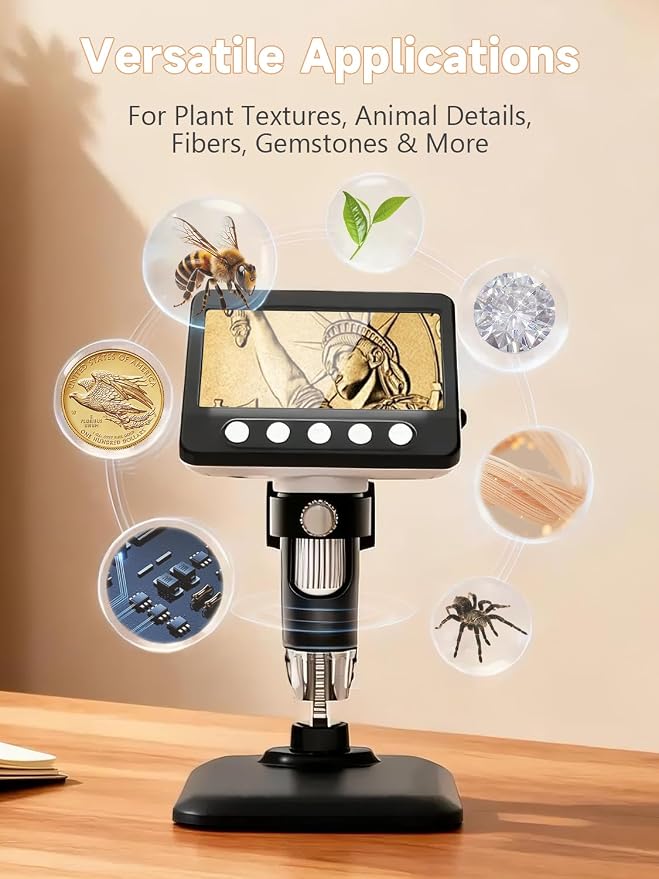 Coin Microscope, 4.3" LCD USB Digital Microscope 1000X Coin Magnifier - Image 4