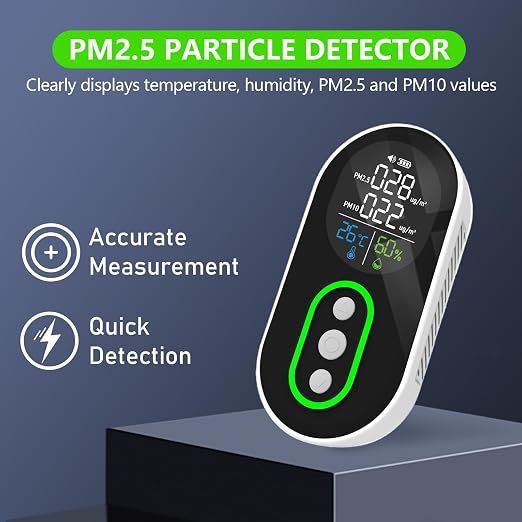 LSENLTY 4 in 1 PM 2.5 and PM 10 Air Quality Monitor, Portable PM 2.5 Detector - Image 2