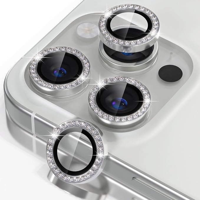 Misea Compatible for iPhone 16 Pro/iPhone 16 Pro Max Camera Lens Protector Bling by Misea