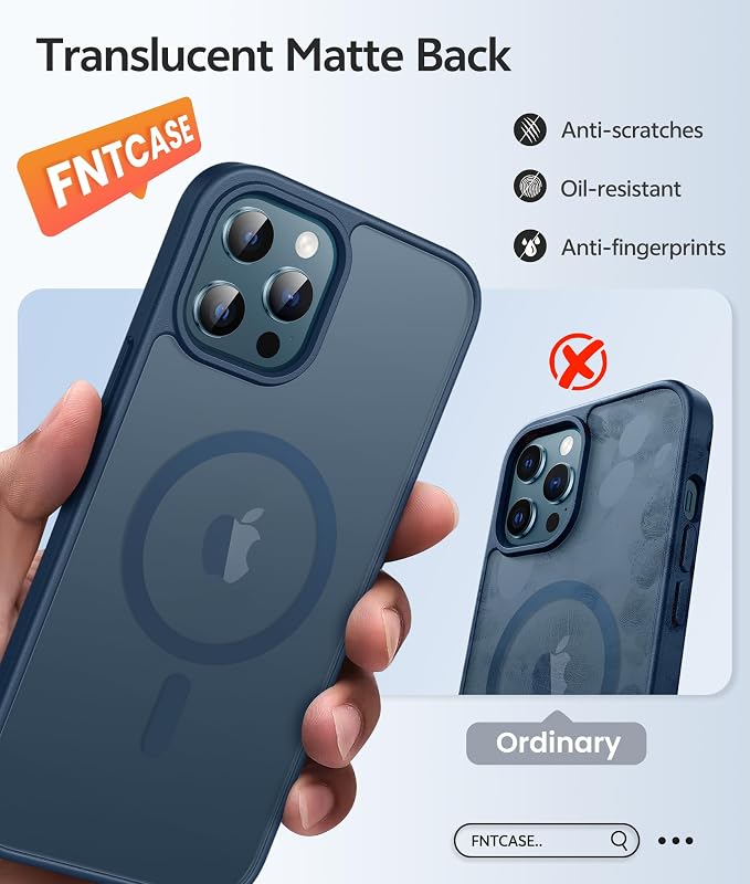 FNTCASE for iPhone 12 Pro Max Case: Translucent Matte Magnetic Phone Cover - Image 6