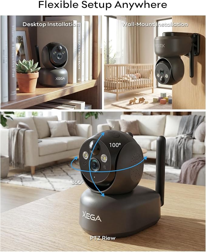Xega 4G Cellular Security Camera Indoor Wireless, 2K PTZ No WiFi Camera - Image 4
