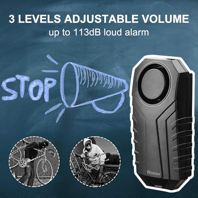 Wsdcam 113dB Bike Alarm Wireless Vibration Motion Sensor Waterproof Motorcycle - Image 2