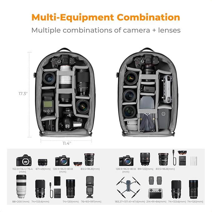 K&F CONCEPT Camera Backpacks for Photographers Travel Bag for Tripod Camera - Image 4