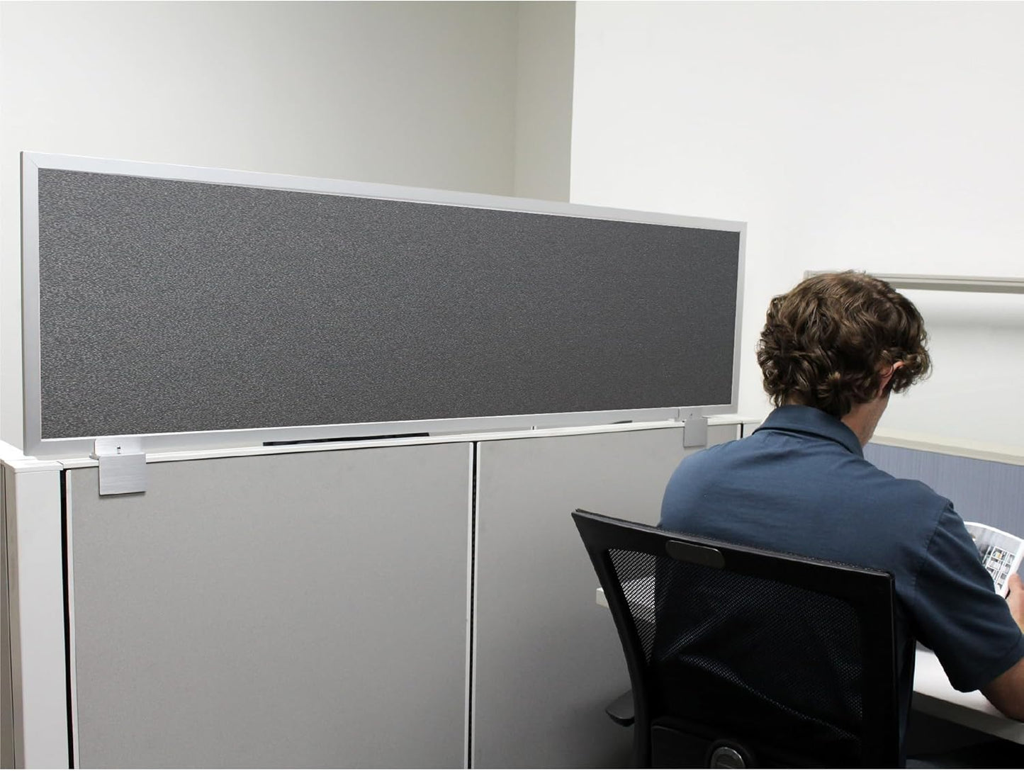 OBEX Acoustical Cubicle Privacy Screen Extender Desk Panel & Office Divider, Add Separation & Block Noise, 12" x 60", Graphite