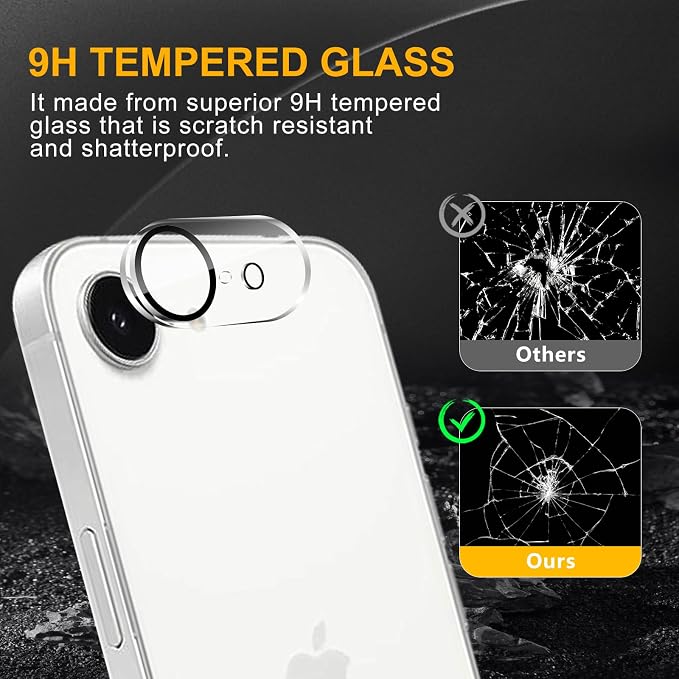 3 Pack Camera Lens Protector for iPhone 16e / iPhone 17e, Tempered Glass - Image 7