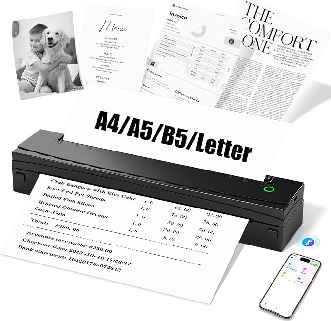 Portable Printer Wireless for Travel, D80 Thermal Printer, Inkless Printers by Unknown
