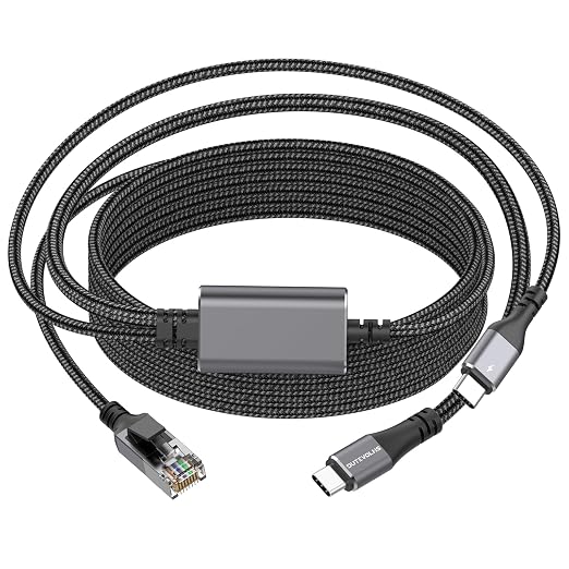 USB C to Ethernet Cable with Charging 6.6 Feet, USB-C Male 100W PD & Gigabit by DUTEVOLNS