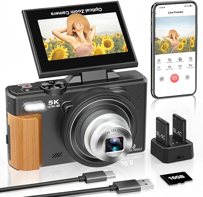 5K Digital Camera for Photography, 80MP Vlogging Camera for YouTube by MAENLANS