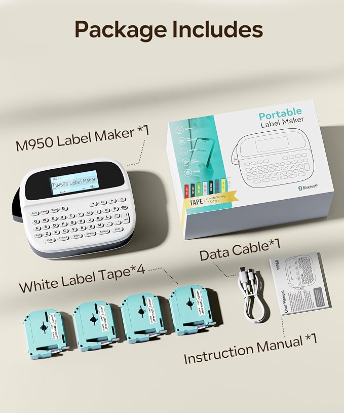Label Maker Machine with 4 Tapes, Rechargeable Backlit Bluetooth Label Maker - Image 10