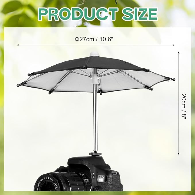 PATIKIL Camera Umbrella, 10.6 Inch Sunshade Camera Hot Shoe Umbrella Rain Cover - Image 2