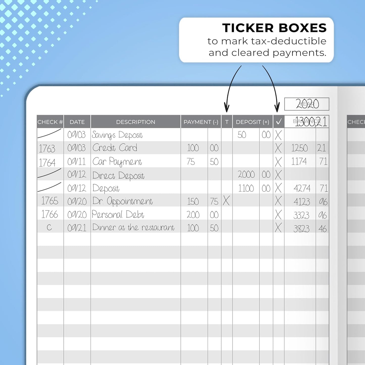 Clever Fox Check Register Book - Deluxe Transaction Register, Accounting Ledger Book, Checkbook Register & Checking Account Register Book for Personal and Work Use, A5 Hardcover - Mystic Blue