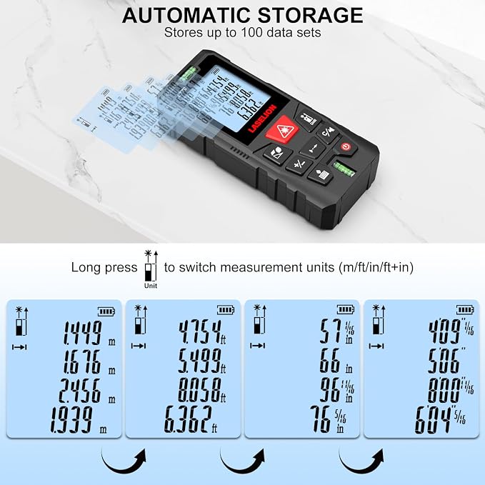 LT70 Laser Measure, 229ft/70m Laser Measurement Tool, - Image 5