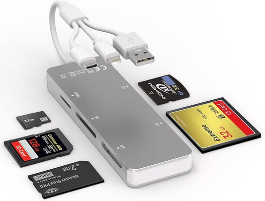 Memory Stick Pro Duo Adapter, 5-in-1 Aluminum SD/TF/CF/MS/XD Picture Card Reader by BawanfaPlus