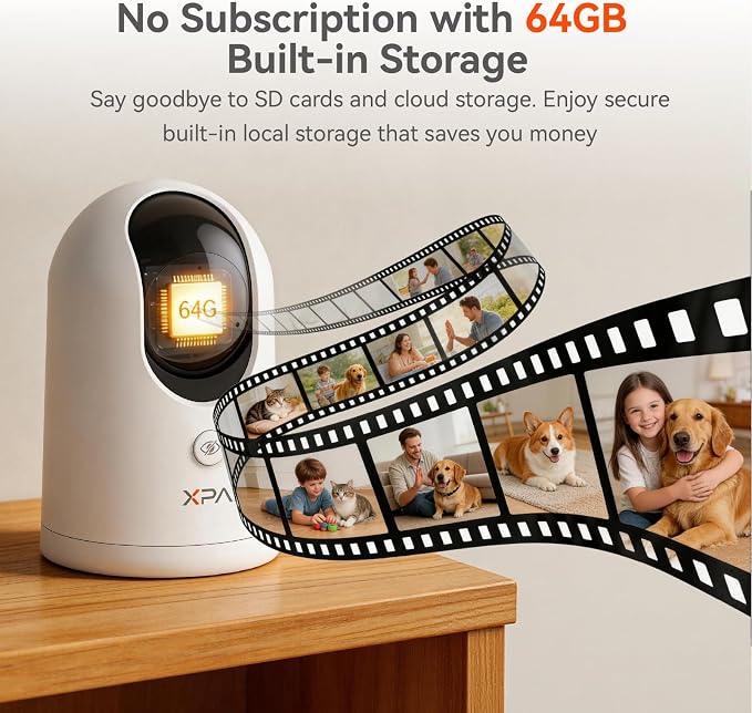 4K UHD Indoor Camera, 64G Built-in Storage No Subscription, Pet Camera Indoor - Image 2