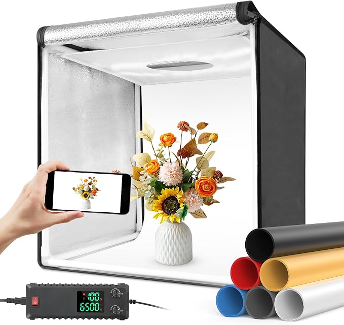 Bi-Color LED Photo Light Box 24x24 inch, Dimmable LEDs Product Photography by Heorryn