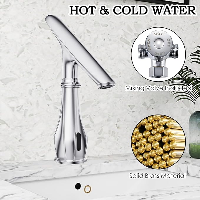 Touchless Bathroom Faucet, Automatic Motion Sensor Chrome Faucet - Image 4