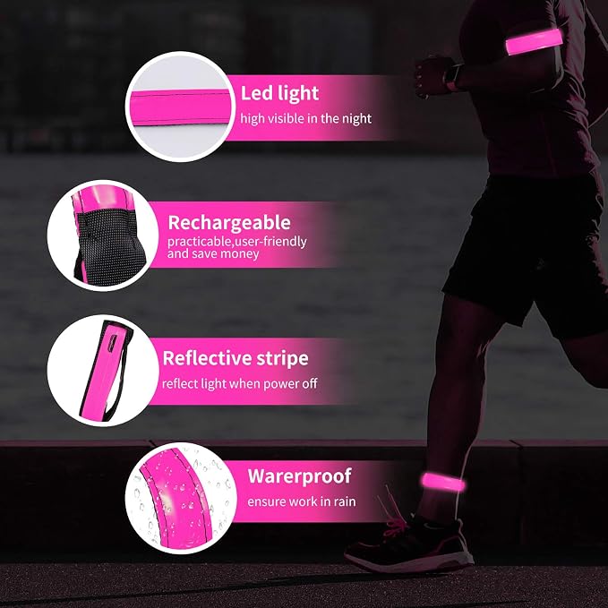 2 Pack Rechargeable LED Reflective Armband, High Brightness High Visibility - Image 4