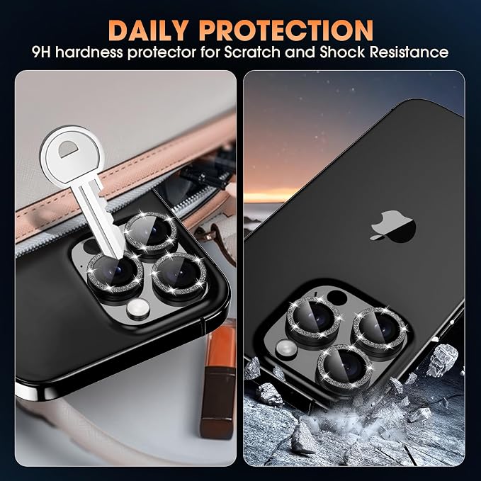 for iPhone 16 Pro/16 Pro Max Camera Lens Protector Bling Individual Metal - Image 2