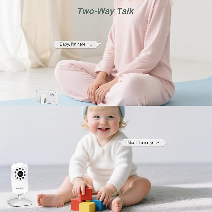 HelloBaby Monitor with 2 Cameras, 2.4'' Portable Travel Screen Baby Monitor No - Image 3