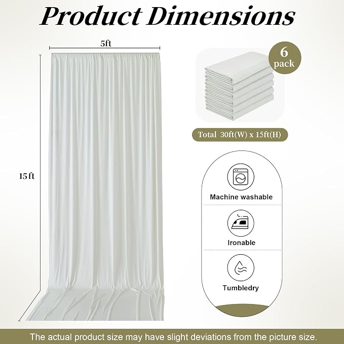 30ftx15ft Ivory Backdrop Curtains - Image 6
