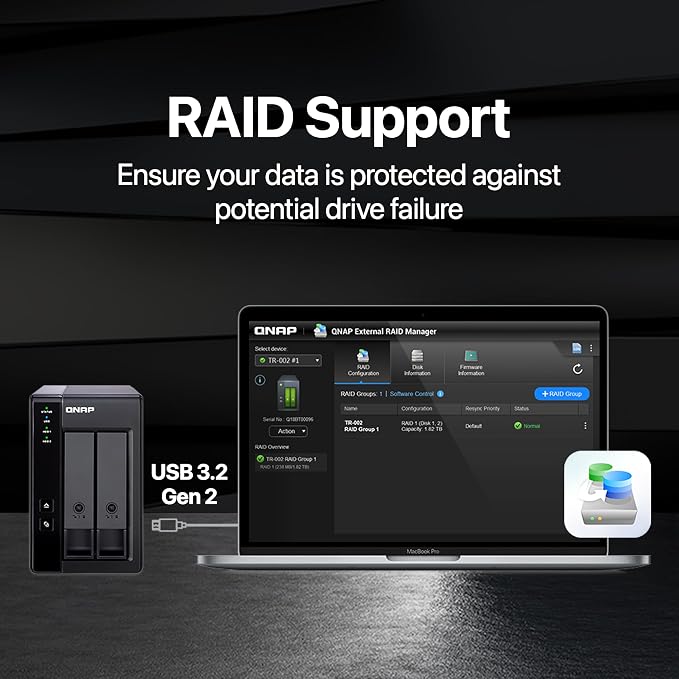 QNAP TR-002-A-US 2 Bay USB Type-C Direct Attached Storage - Image 3