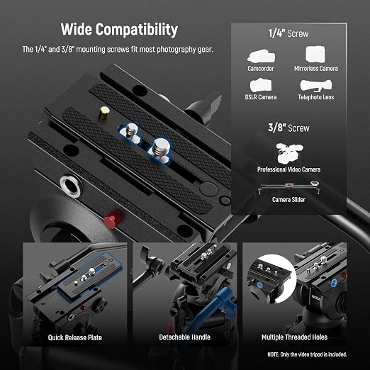 NEEWER Basic 74" Video Tripod - Image 4