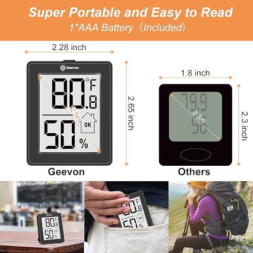 Geevon Digital Hygrometer, 3 Pack Indoor Thermometer Room Temperature Humidity - Image 2